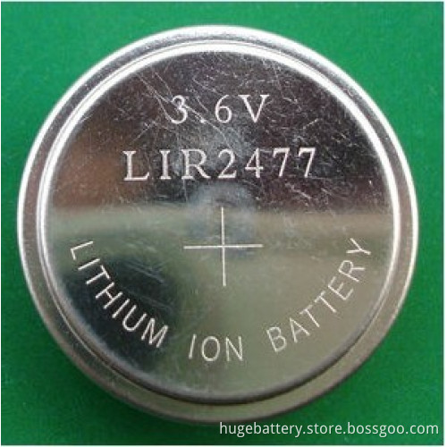 3.6V Rechargeable Lithium Button Cell Battery Lir2477